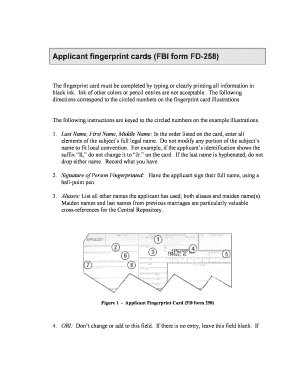 FBI Form FD-258 Applicant Fingerprint Card