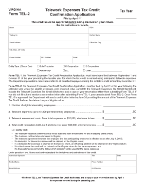 Virginia Telework Expenses Tax Credit Confirmation Application