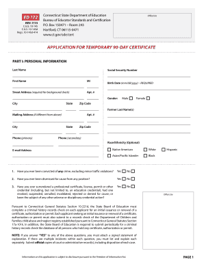 Connecticut Temporary 90-Day Teaching Certificate Application