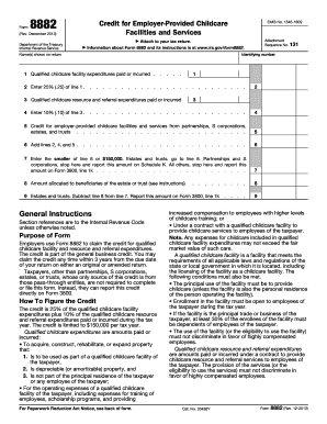 IRS Form 8882 Credit for Employer-Provided Childcare