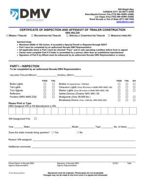 Nevada Trailer Inspection and Affidavit Form