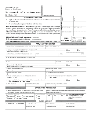 California Real Estate Salesperson Exam/License Application