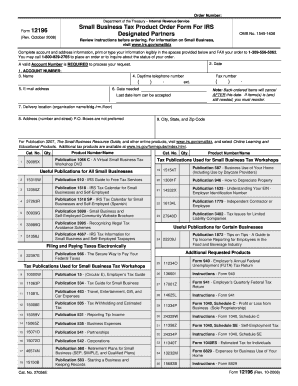 IRS Form 12196 Small Business Tax Product Order