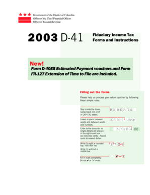District of Columbia Fiduciary Income Tax Form D-41