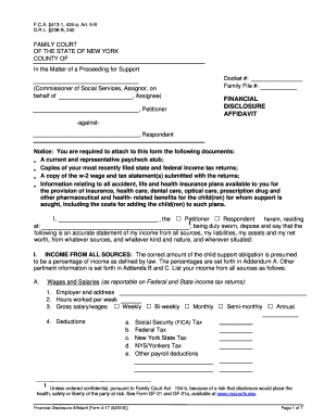New York Financial Disclosure Affidavit