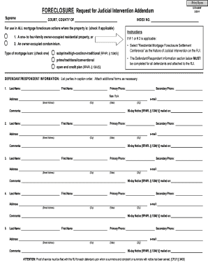 Foreclosure Request for Judicial Intervention Addendum