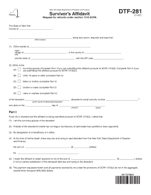 New York Survivor’s Affidavit DTF-281