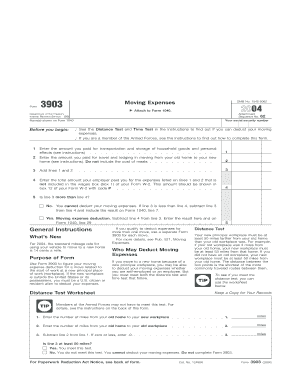 IRS Form 3903 Moving Expenses