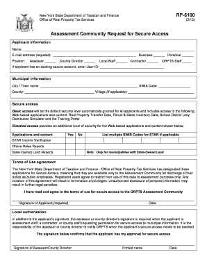 New York State Secure Access Request Form RP-5100
