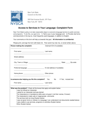 New York State Language Access Complaint Form