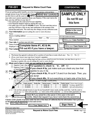 Request to Waive Court Fees