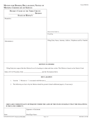 Motion to Dismiss Form 3DC36