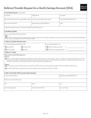 Rollover/Transfer Request for a Health Savings Account (HSA)