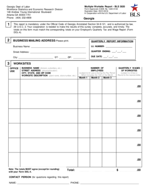 Georgia Multiple Worksite Report