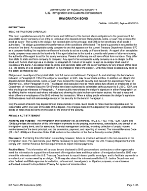 US Immigration Bond Form I-352