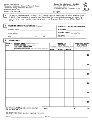 Georgia Multiple Worksite Report