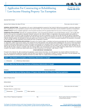Texas Low-Income Housing Property Tax Exemption Application