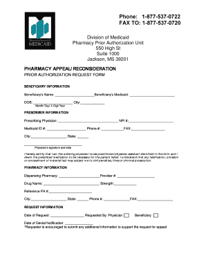 Mississippi Pharmacy Prior Authorization Request Form