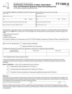 New York State Diesel Fuel Tax Exemption Certification