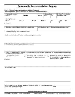 IRS Reasonable Accommodation Request Form