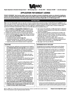 Virginia Banquet License Application