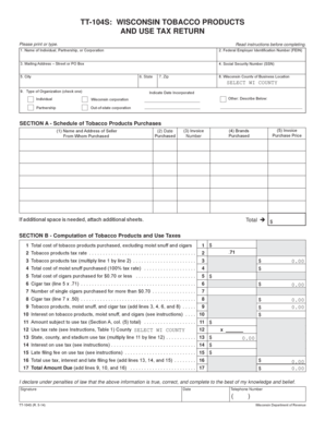 Wisconsin Tobacco Products and Use Tax Return