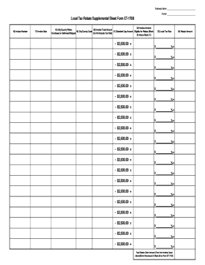 Local Tax Rebate Supplemental Sheet Form ET-179B