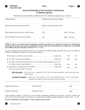 Delaware Form W-4DE