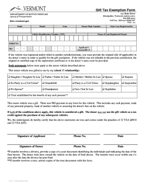 Vermont Gift Tax Exemption Form