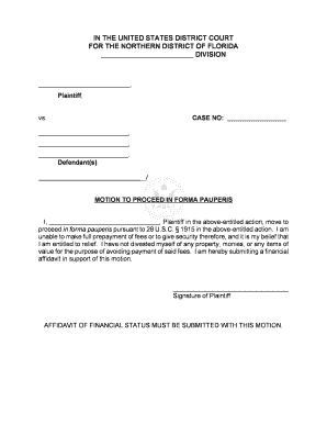 Motion to Proceed In Forma Pauperis