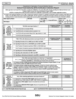 School Food Authority Verification Collection Report