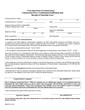 Texas Commercial Driver Certification Form