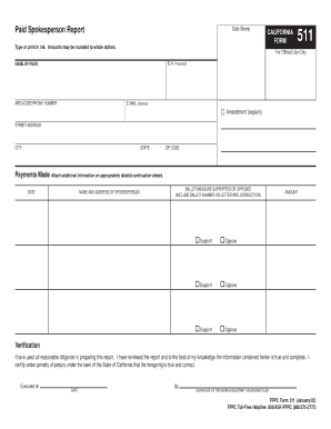 California Paid Spokesperson Report Form 511