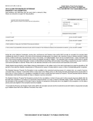 California Disabled Veterans Property Tax Exemption Form