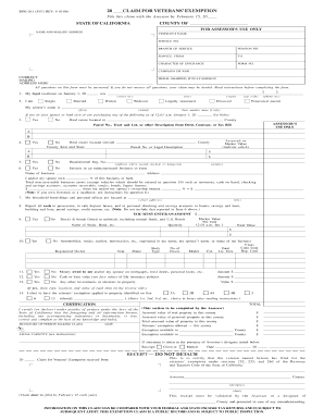 California Veterans Exemption Claim Form