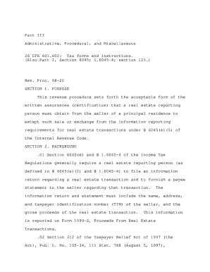 IRS Revenue Procedure 98-20