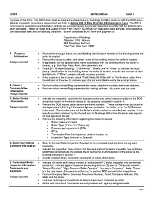 BO13 Boiler Inspection Correction Form