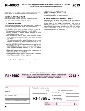 Rhode Island Application for Automatic Extension of Time To File Composite Tax Return