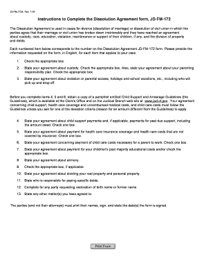 Dissolution Agreement Form JD-FM-172