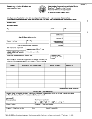 Washington Out-of-State Workers' Compensation Report