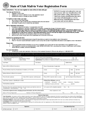 Utah Mail-in Voter Registration Form