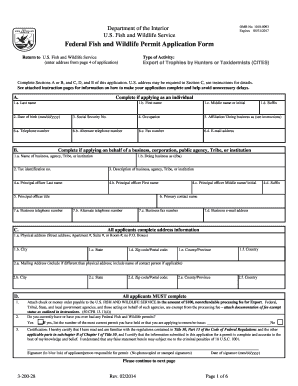 Federal Fish and Wildlife Permit Application