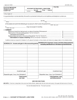Michigan Probate Court Account of Fiduciary