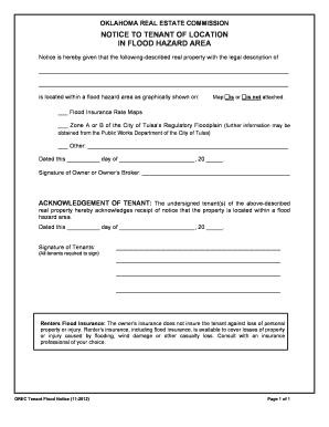 Oklahoma Tenant Flood Hazard Notice