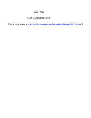 OWCP-1500 Health Insurance Claim Form