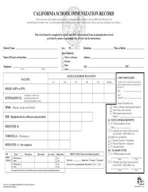 California School Immunization Record