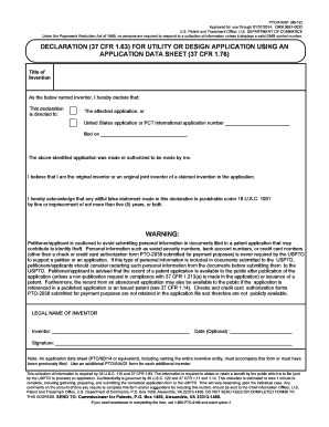 USPTO Declaration for Utility or Design Application
