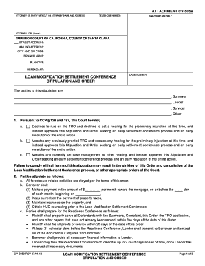 Loan Modification Settlement Conference Stipulation and Order