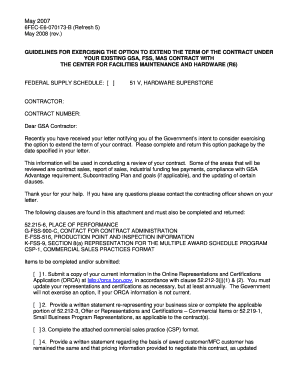 GSA Contract Extension Option Form