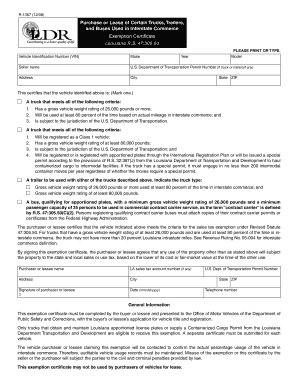 Louisiana Truck Trailer Bus Exemption Certificate